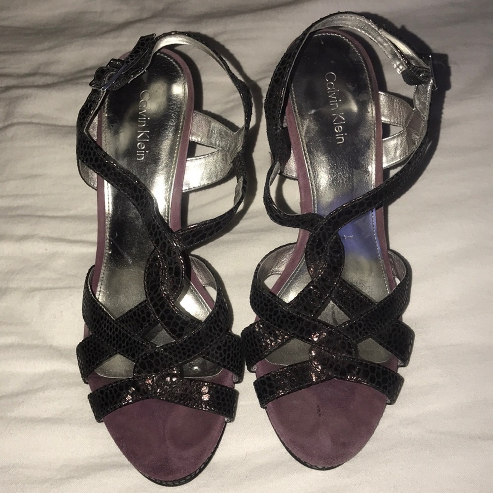 Purple suede and snakeskin Calvin Klein Heels